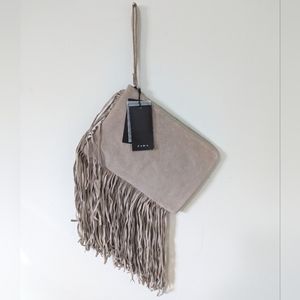 Zara Leather Fringe Wristlet